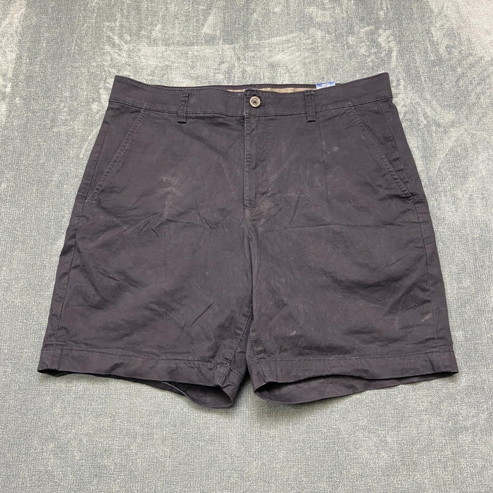 Chaps Chino Shorts Mens 34 Blue Cotton Stretch Twill High Rise Flat Front Casual